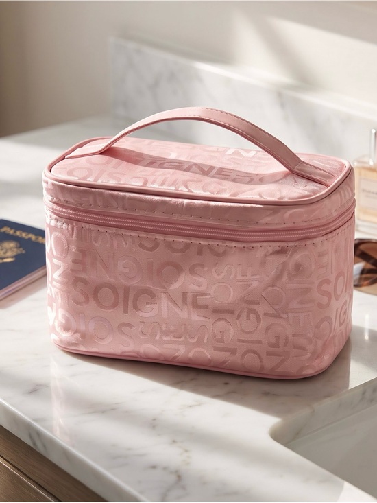 Handbags - Pink Women’s Cosmetic Travel Case - Stylish Carry Handle